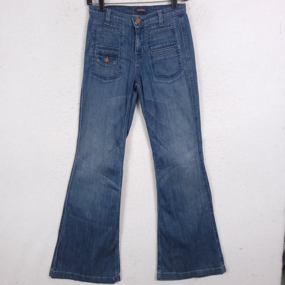 7 For All Mankind  Georgia Flare Jeans Womens 25 Blue Patch Pocket
